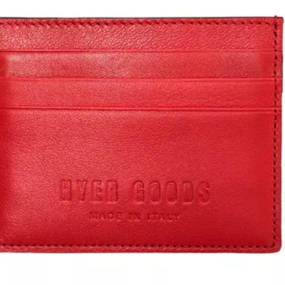 HYER GOODS Italian Leather Card Wallet, Valentino Red, NWT